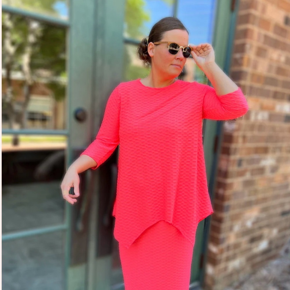 Bright Textured Hot Pink Two-Piece Set